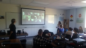 Screenshot of on-campus and distance attendees using Zoom.