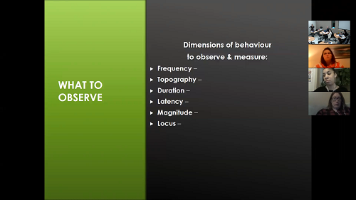 Screenshot of how distance attendees appear to an on-campus class.